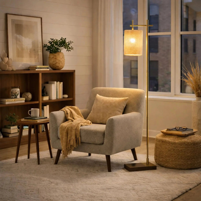 Brizo - Tall Corner Floor Lamp - Gold by HouseOfZazla