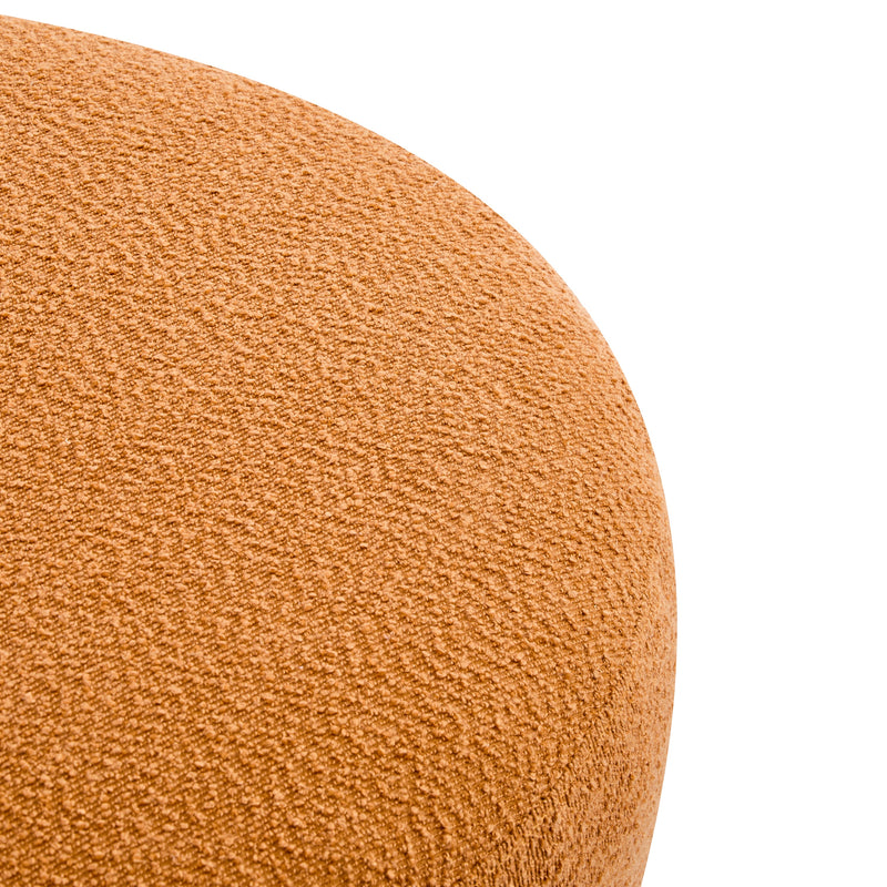Boucle Round Ottoman with Splayed Rubber Wood Legs - Pumpkin, photo 6 of 10