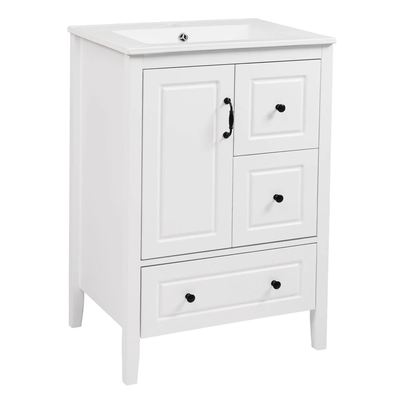 Retro Bathroom Vanity With Sink, Soft Closing Cabinet & Drawers by HouseOfZazla