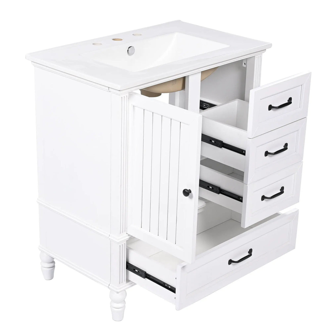 30" Bathroom Vanity With Sink, 3 Drawers, Adjustable Feet by HouseOfZazla