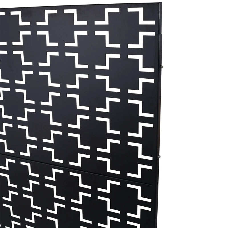 Outdoor / Indoor Privacy Screen Metal Privacy Screen, Freestanding Decorative Privacy Screen For Deck Balcony Patio - Black by HouseOfZazla