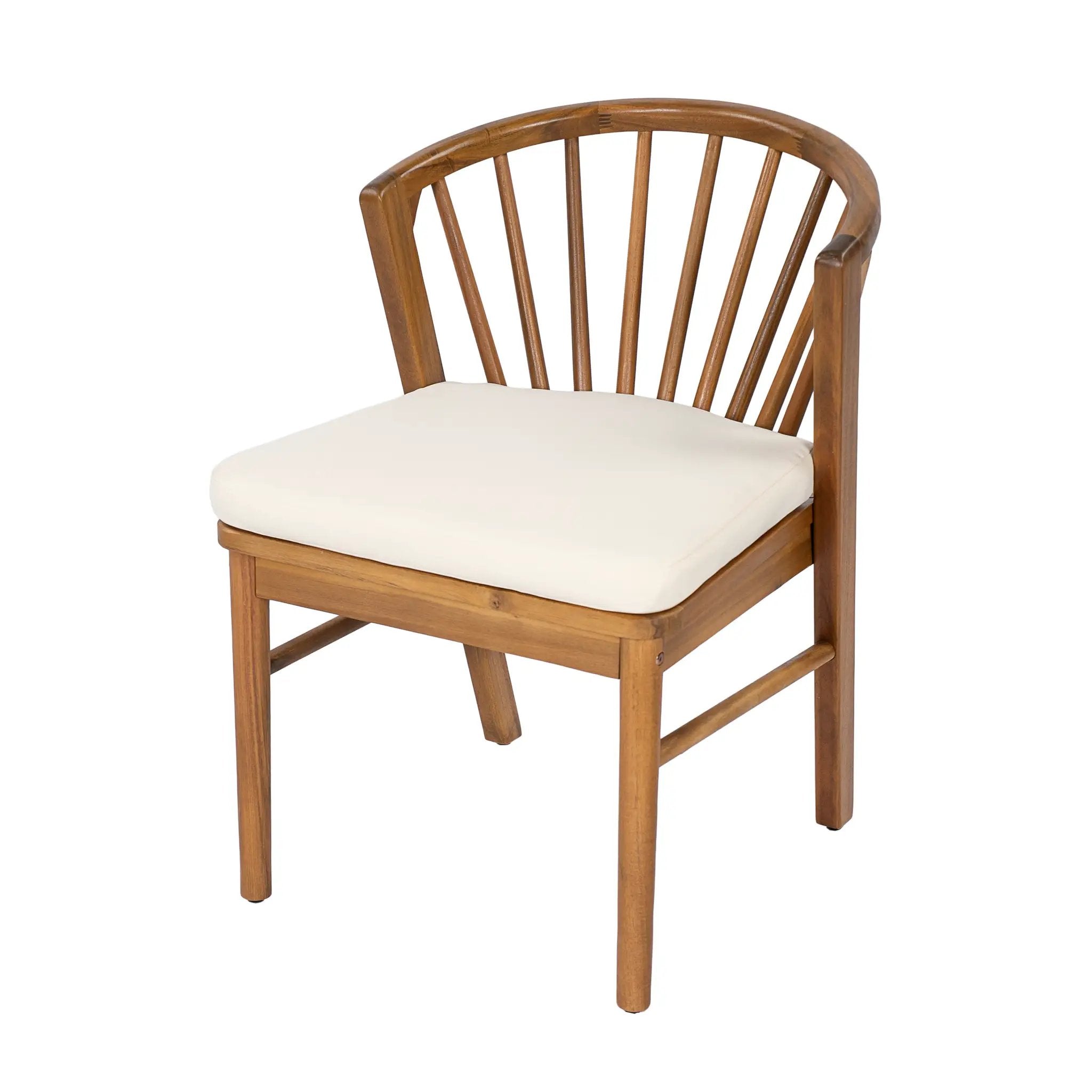 7 Pieces Acacia Wood Outdoor Dining Set with Cream Cushions by HouseOfZazla