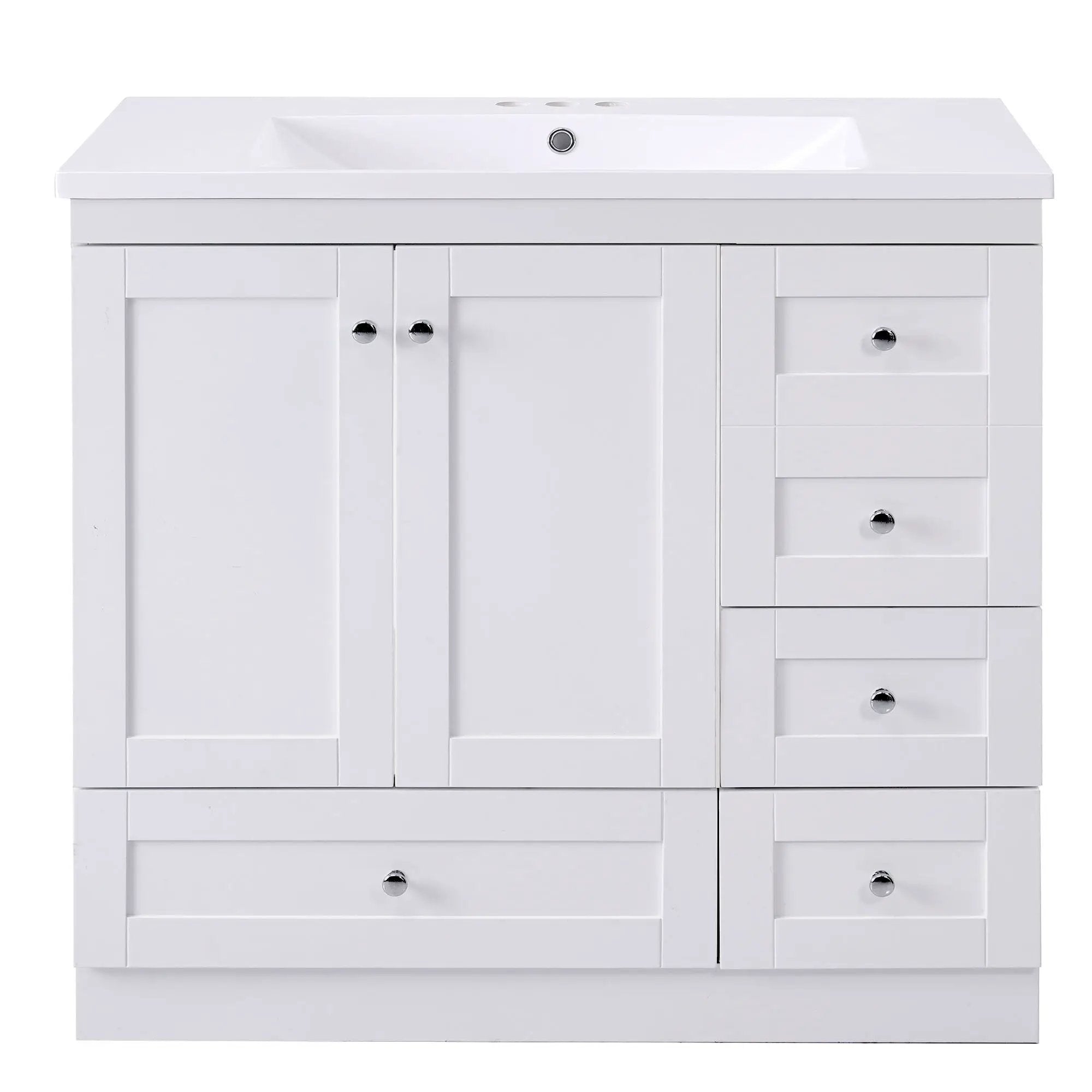 Shaker Free Standing Bathroom Vanity Cabinet With Sink, Soft Close Drawers, Soft Close Doors by HouseOfZazla
