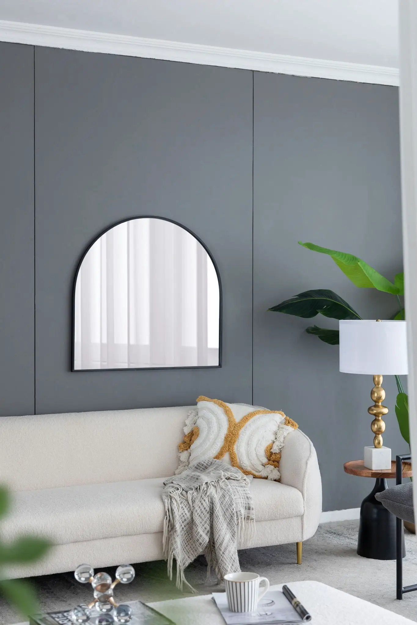 Arched Mirror With Metal Frame, Wall Mirror For Living Room Bedroom Entryway by HouseOfZazla
