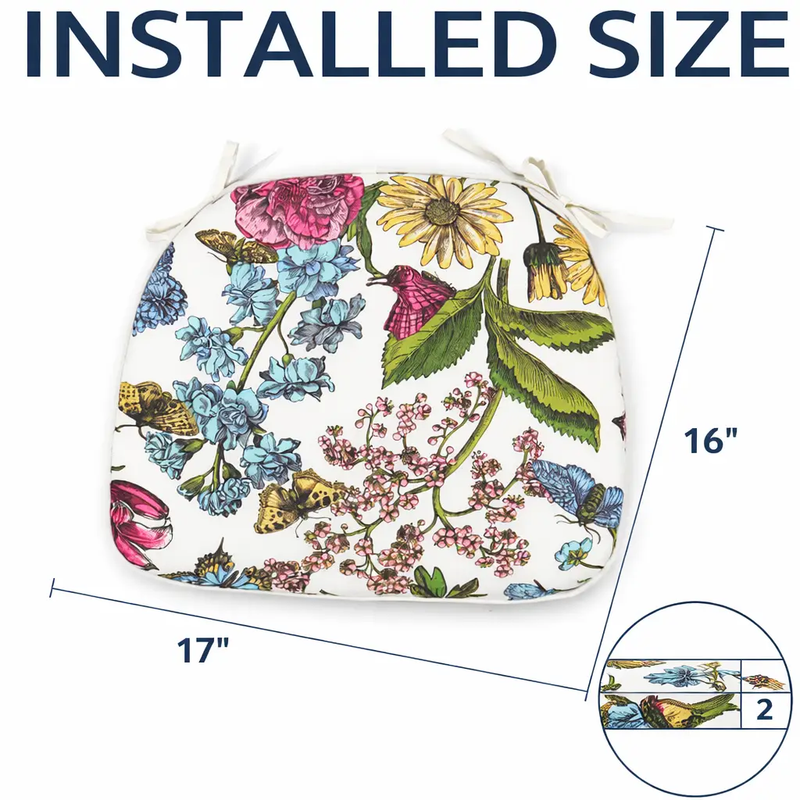 Outdoor Patio Chair Cushions - Botanical Floral Print by HouseOfZazla