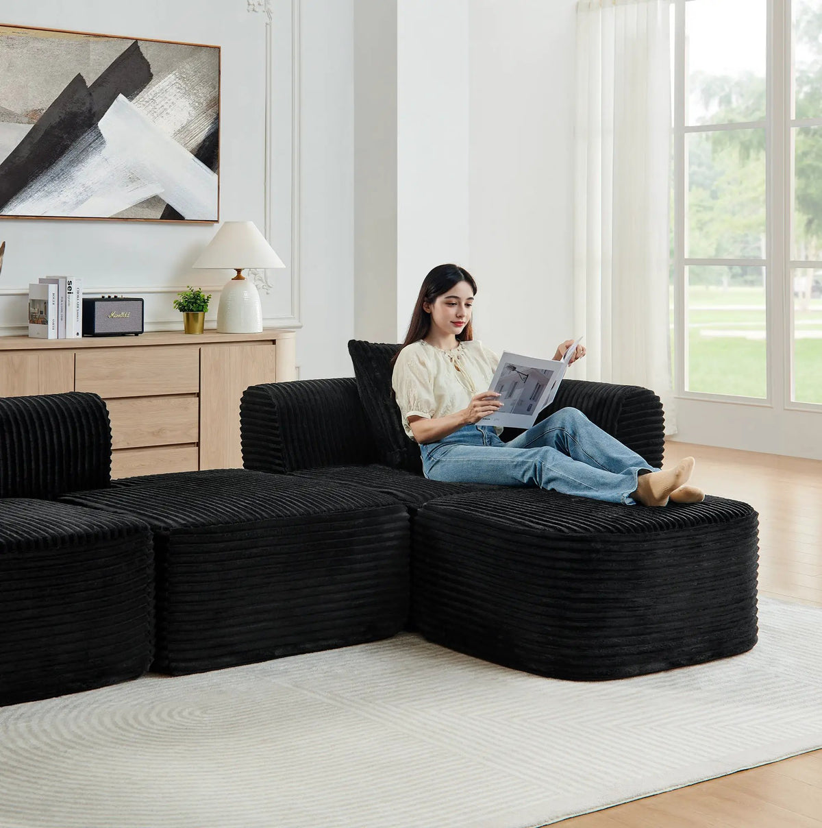 114" Cloud Sectional Couch with L-Shape Chaise by HouseOfZazla