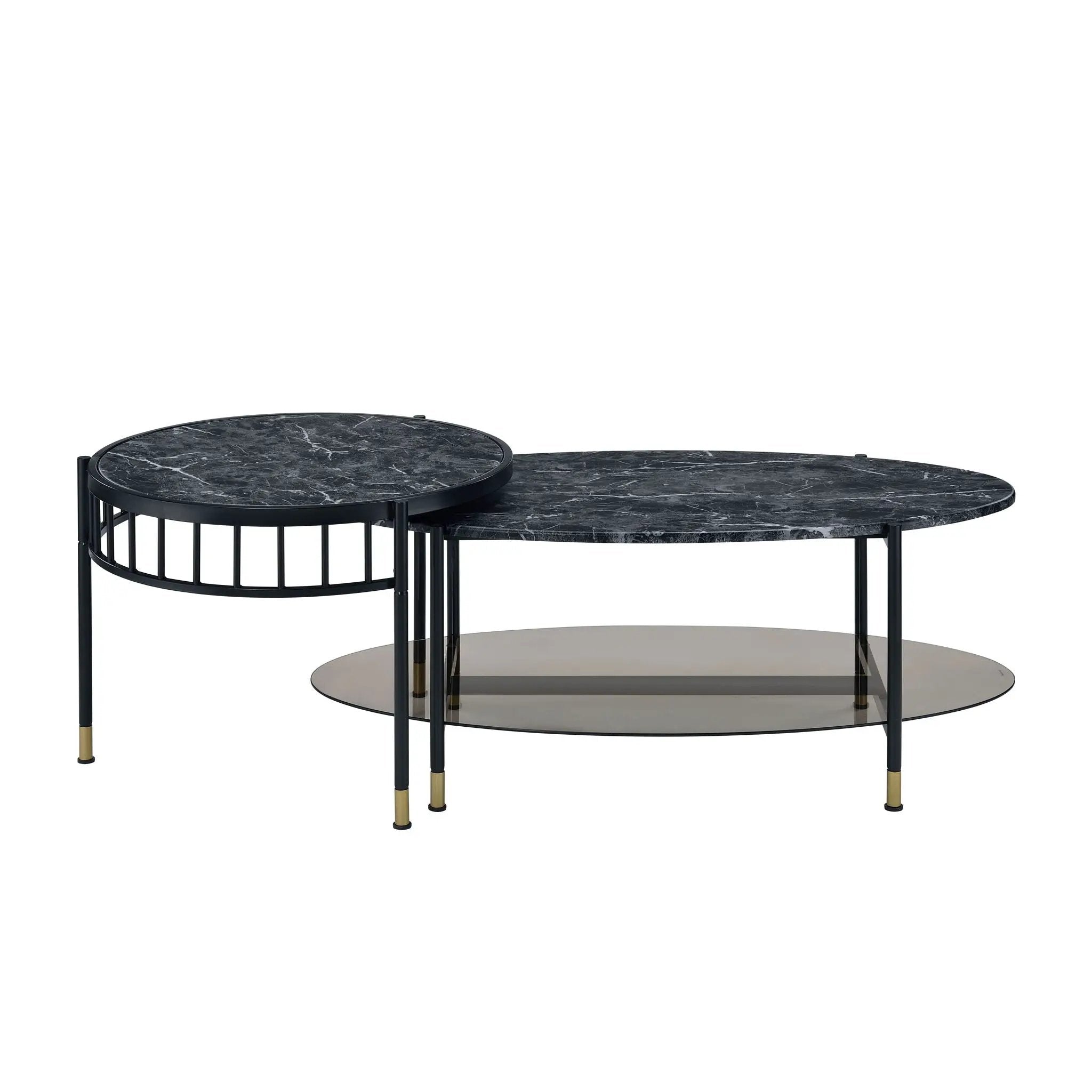 Silas - Engineered Stone Top Nesting Table - Black by Unique Piece Furniture