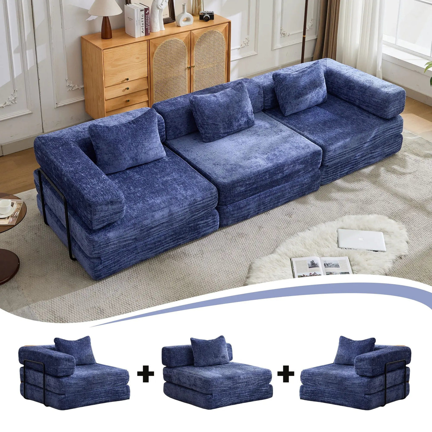 Convertible Floor Sofa Bed, Boneless Modular Sectional Sofa For Living Room by HouseOfZazla
