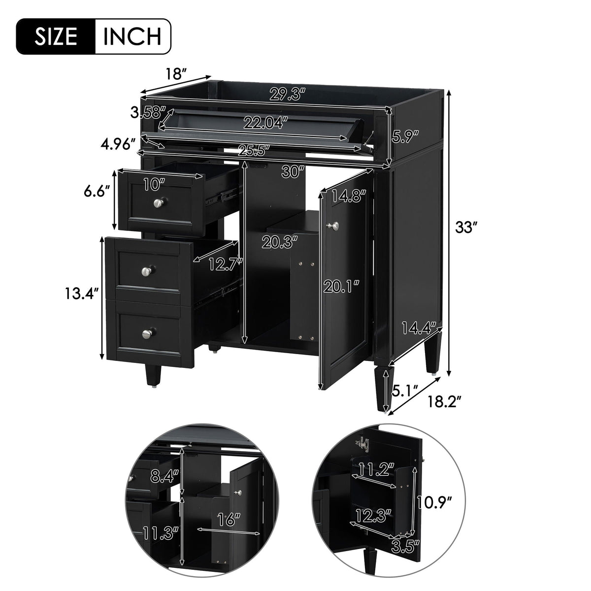 Bathroom Vanity with 2 Drawers and Tip-Out Storage - Multiple Colors, photo 18 of 40