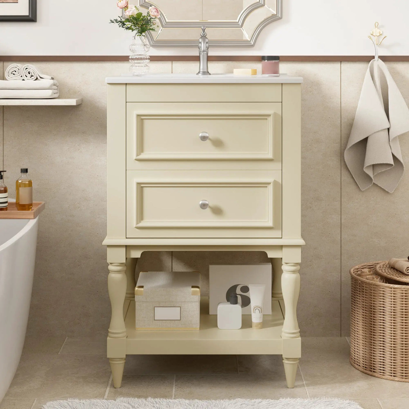 20'' Bathroom Vanity with Ceramic Sink and Storage Cabinet by HouseOfZazla