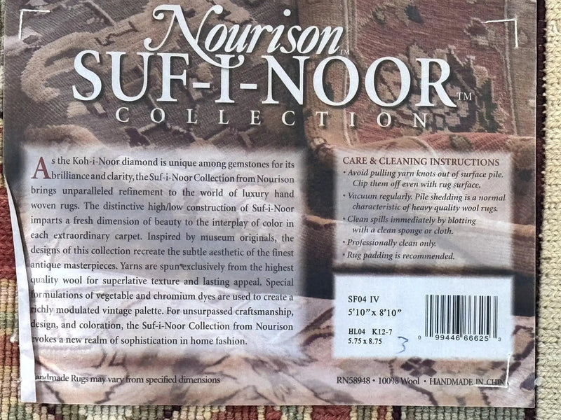 Flatweave Soumak Rug 6x9, Nourison Rug, Wool Handmade, Floral, Ivory by Jewel Rugs