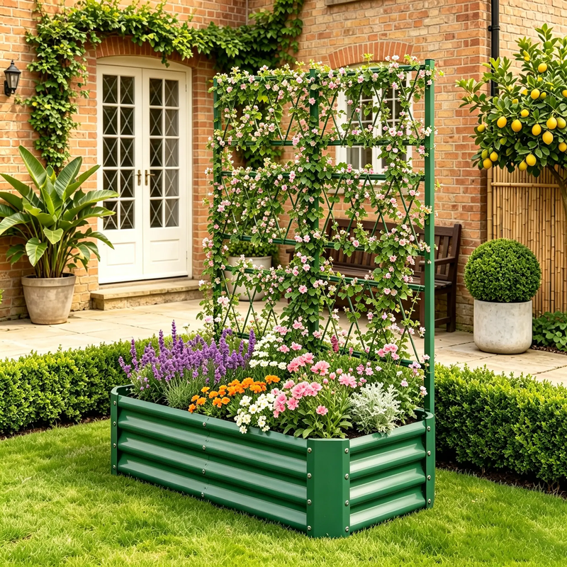 4x2x1FT Galvanized Raised Garden Bed with Arch Trellis by HouseOfZazla