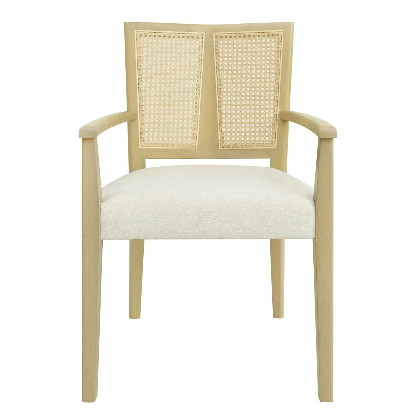 Mid Century Modern Arm Dining Chairs With Rattan Backrest by HouseOfZazla
