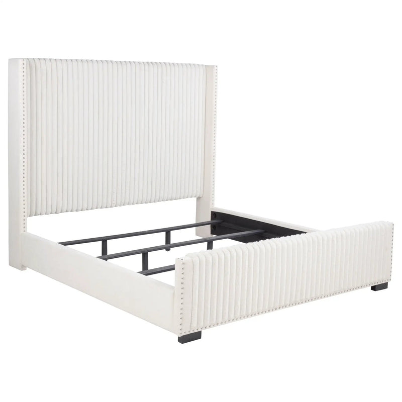 Natasha 65-inch Upholstered Eastern King Wingback Bed Cream by Unique Piece Furniture