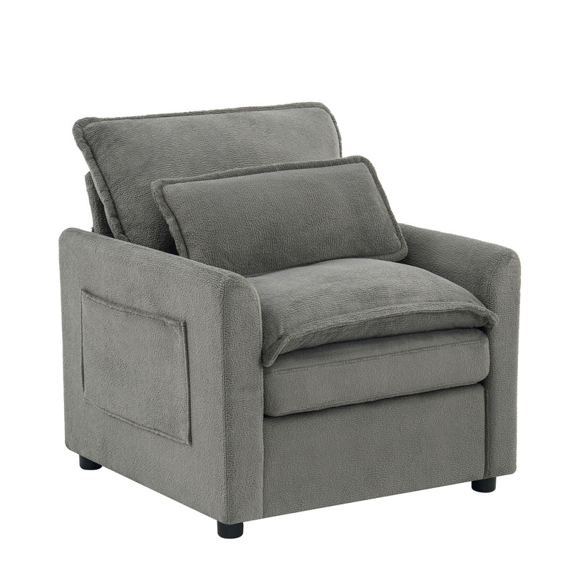Modern Single Seat Accent Chair With Side Storage Pockets by HouseOfZazla