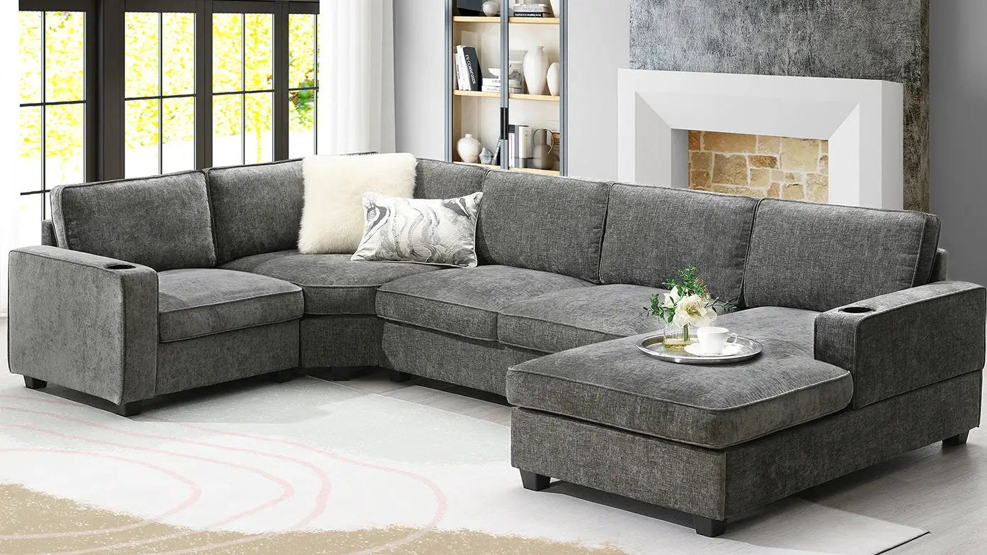 117.5" U-Shaped Sectional Sofa by HouseOfZazla