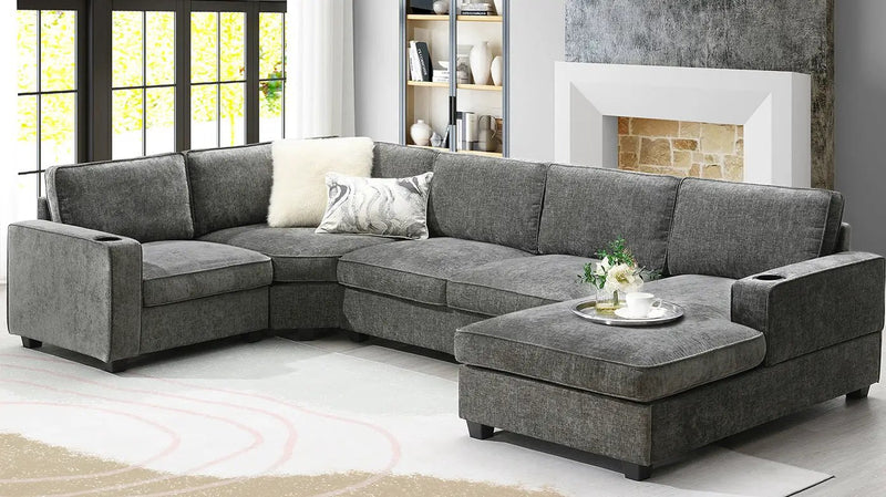 117.5" U-Shaped Sectional Sofa by HouseOfZazla