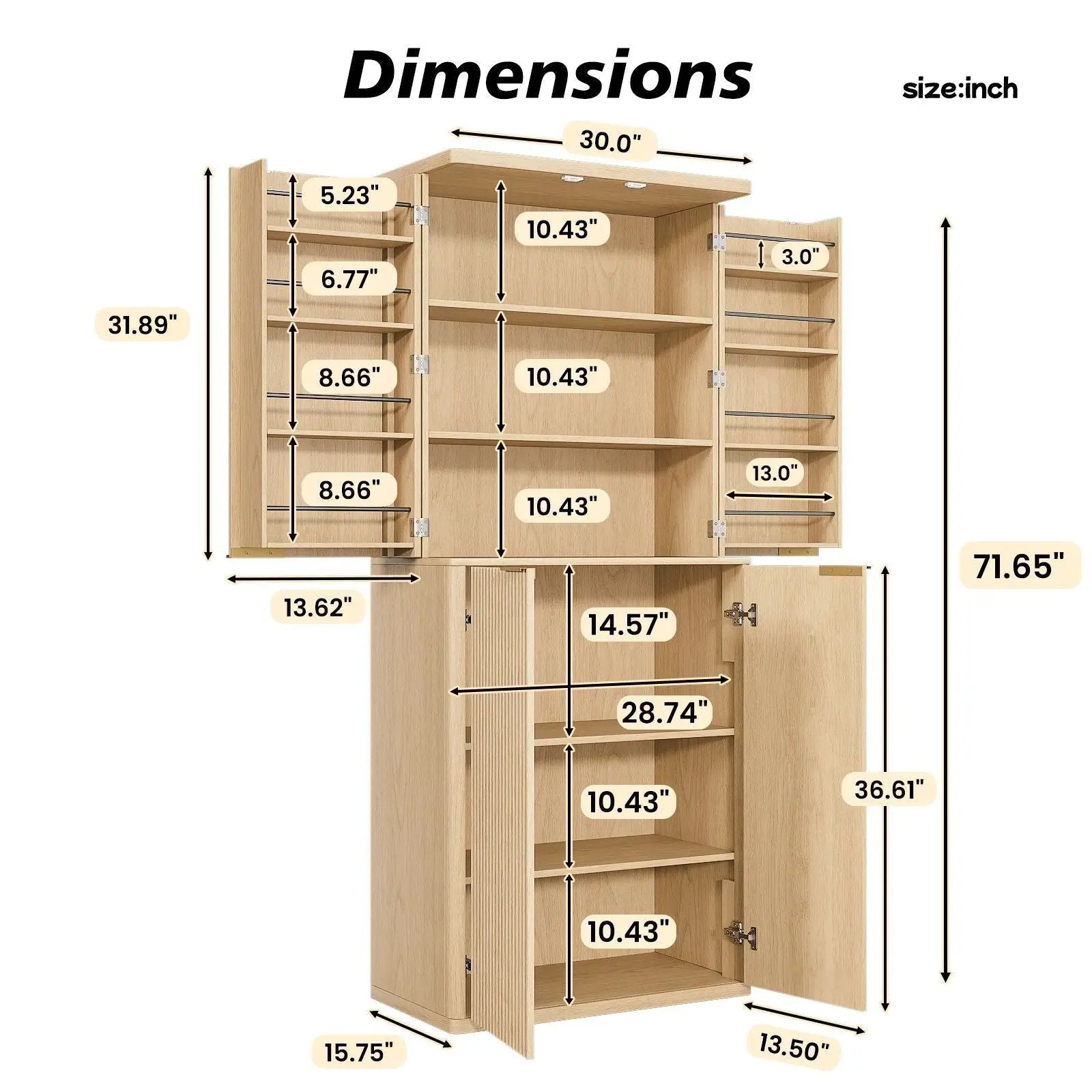 Kitchen Pantry Cabinet With 6 Doors by Unique Piece Furniture