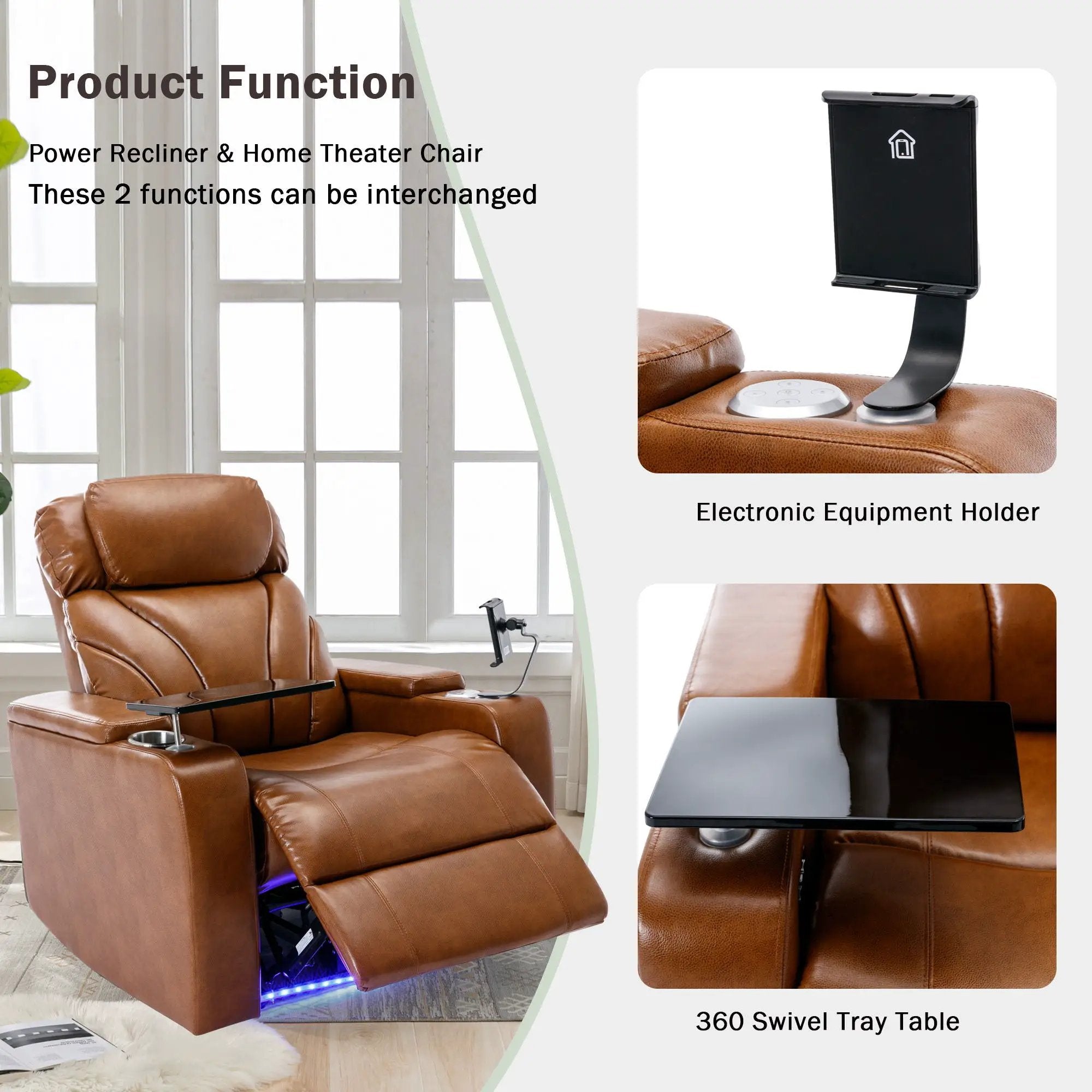 Power Motion Recliner Electric Power Recliner With USB Charging Port, Hidden Arm Storage, Convenient Cup Holder And tooth Speaker by HouseOfZazla