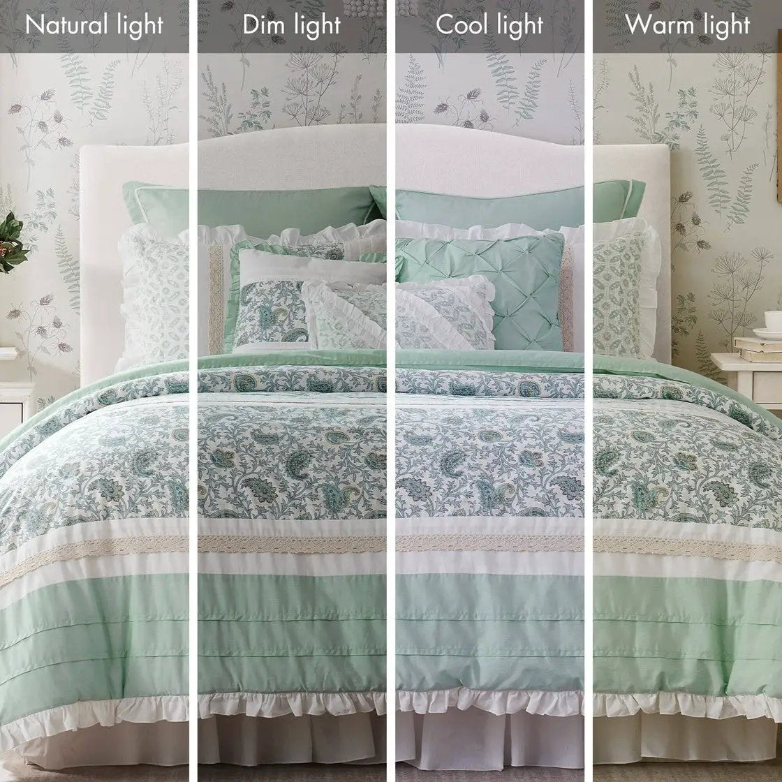 9 Piece Cotton Percale Comforter Set Aqua by HouseOfZazla