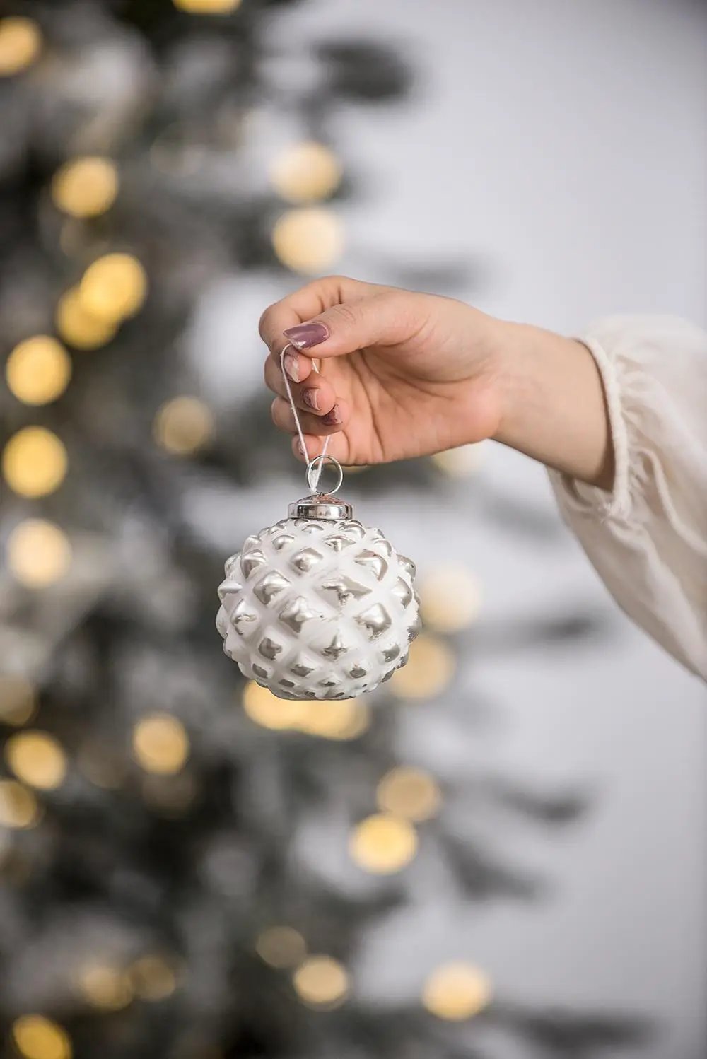 Christmas Ball Ornaments, Decorative Hanging Ball Christmas Tree Ornaments, For Holiday Party Decorations (Set of 12) - White by Unique Piece Furniture