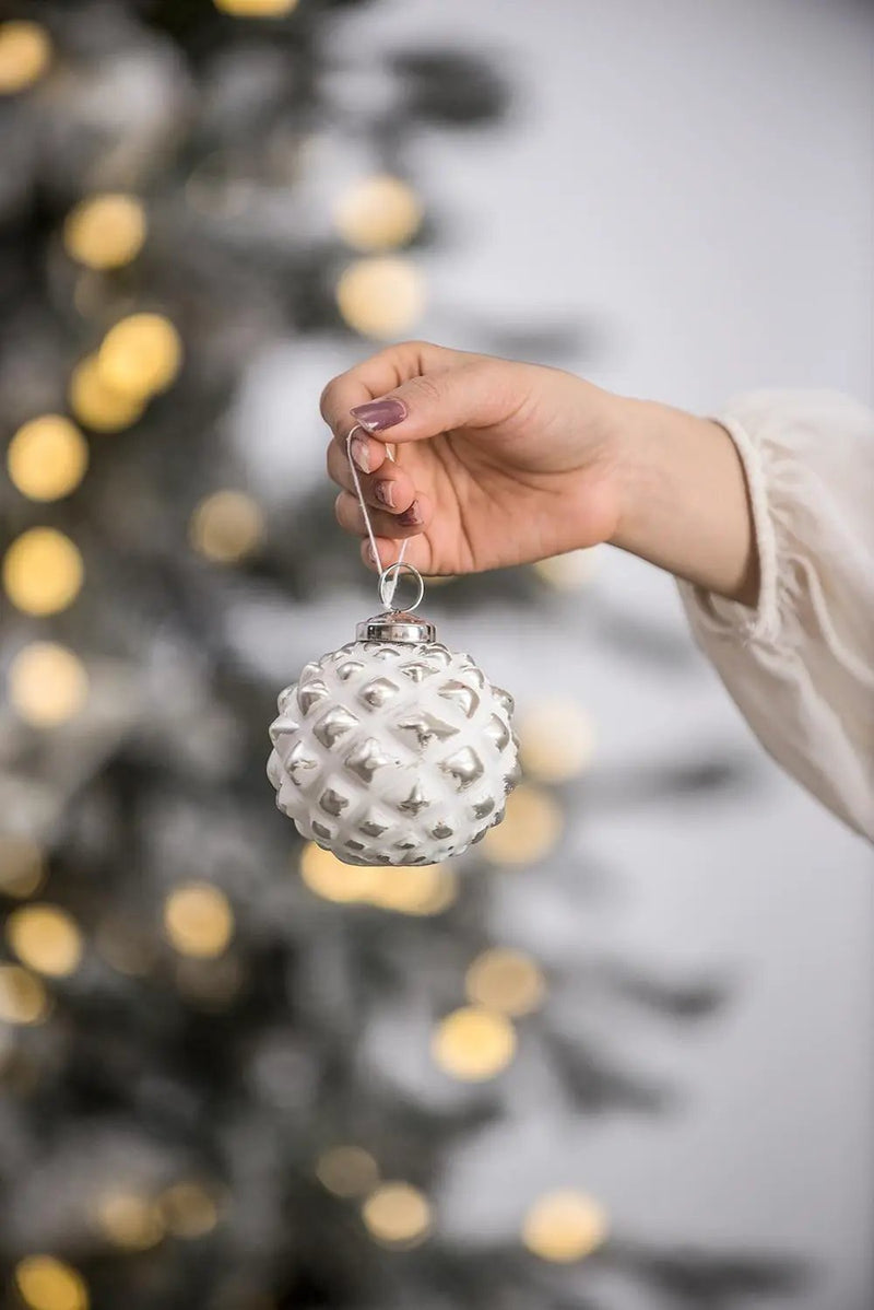Christmas Ball Ornaments, Decorative Hanging Ball Christmas Tree Ornaments, For Holiday Party Decorations (Set of 12) - White by HouseOfZazla