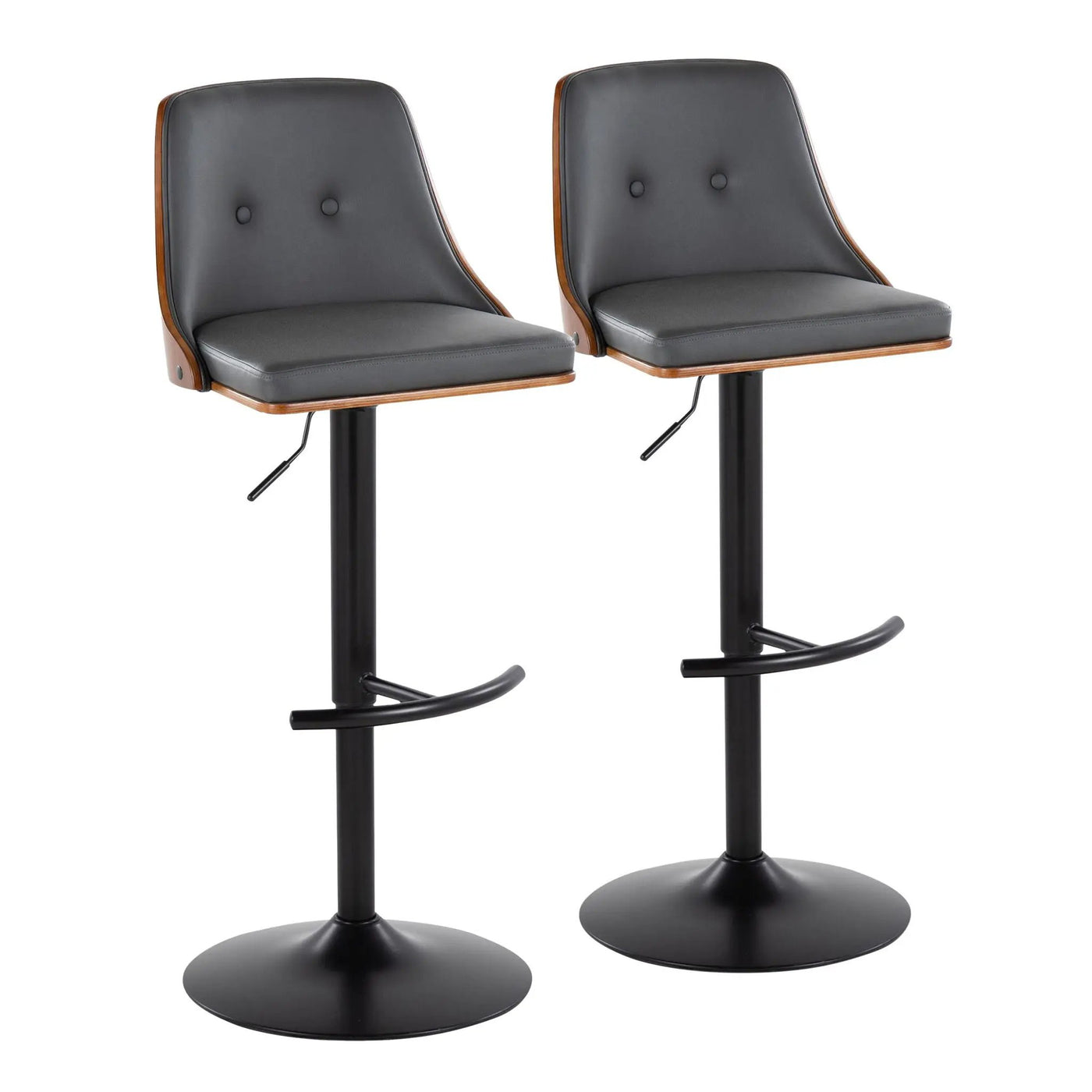 Gianna - Mid Century Modern Adjustable Barstool, Swivel With Rounded T Footrest (Set of 2) by HouseOfZazla