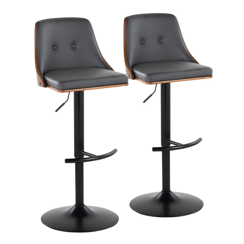 Gianna - Mid Century Modern Adjustable Barstool, Swivel With Rounded T Footrest (Set of 2) by HouseOfZazla
