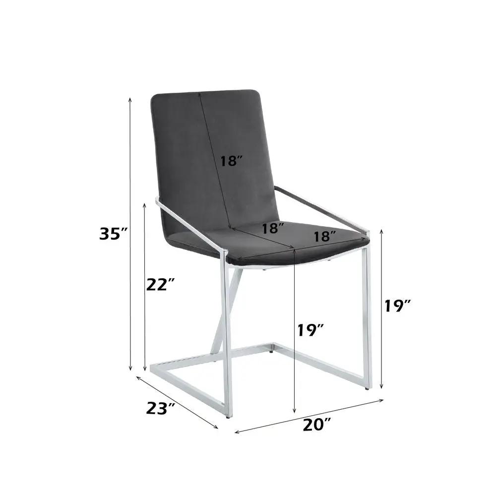 Zlatan - Side Chair (Set of 2) - Gray Velvet & Chrome – Stonetiledepot