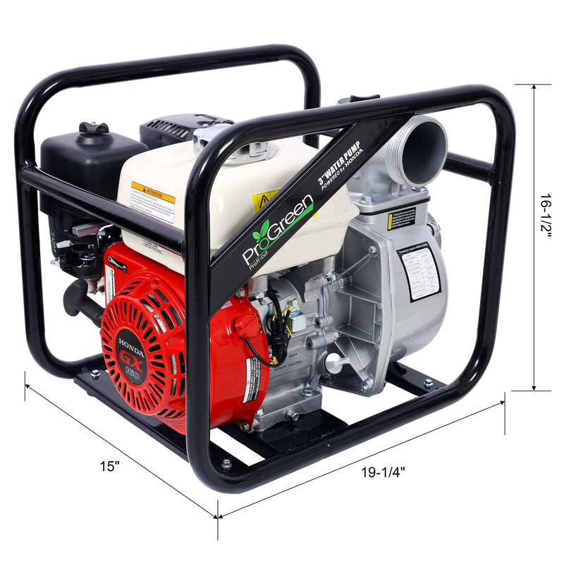 Honda - Gx160 Engine Water Pump 3" 264Gpm With 3In Npt Coupler - Black / Red by HouseOfZazla