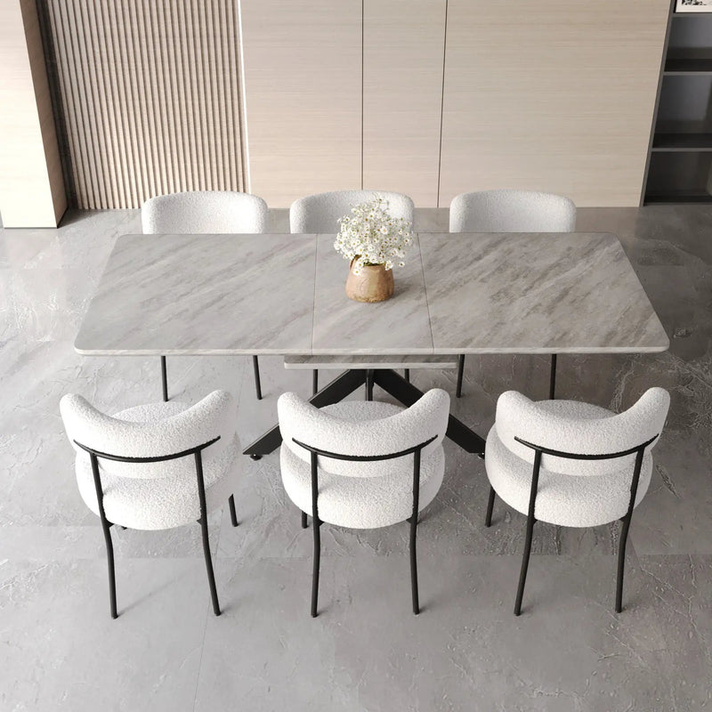 Extendable Dining Table Set With Curved Backrest Upholstered Chairs by Unique Piece Furniture