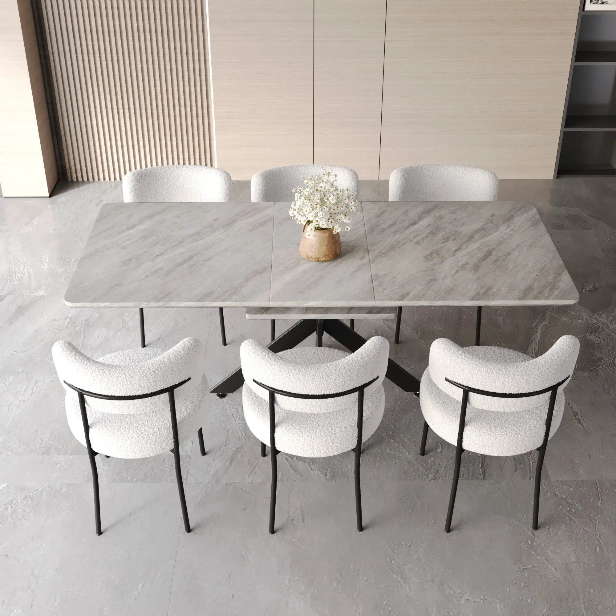 Extendable Dining Table Set With Curved Backrest Upholstered Chairs by HouseOfZazla