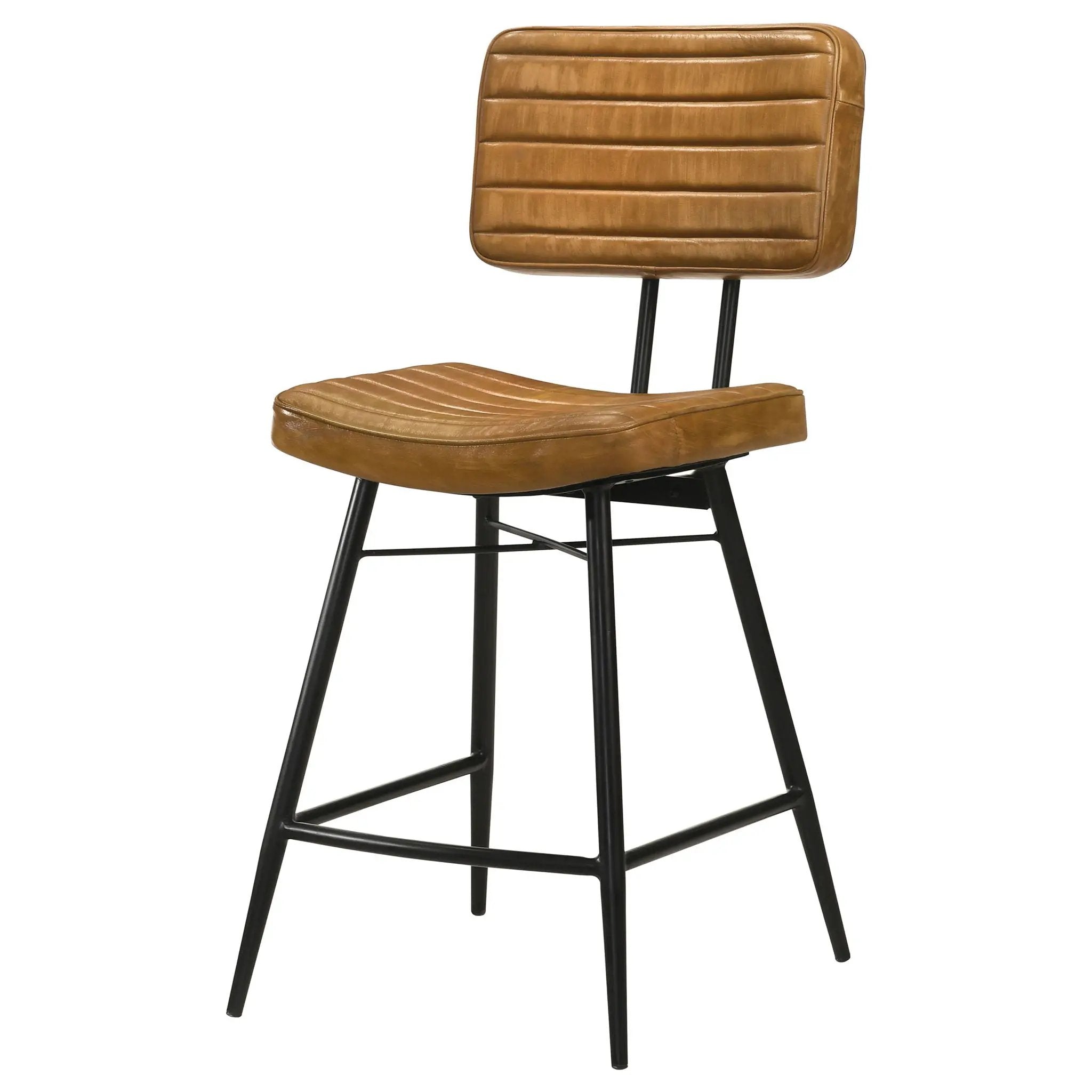 Partridge Leather Counter Chair Antique Camel (Set of 2) by Unique Piece Furniture