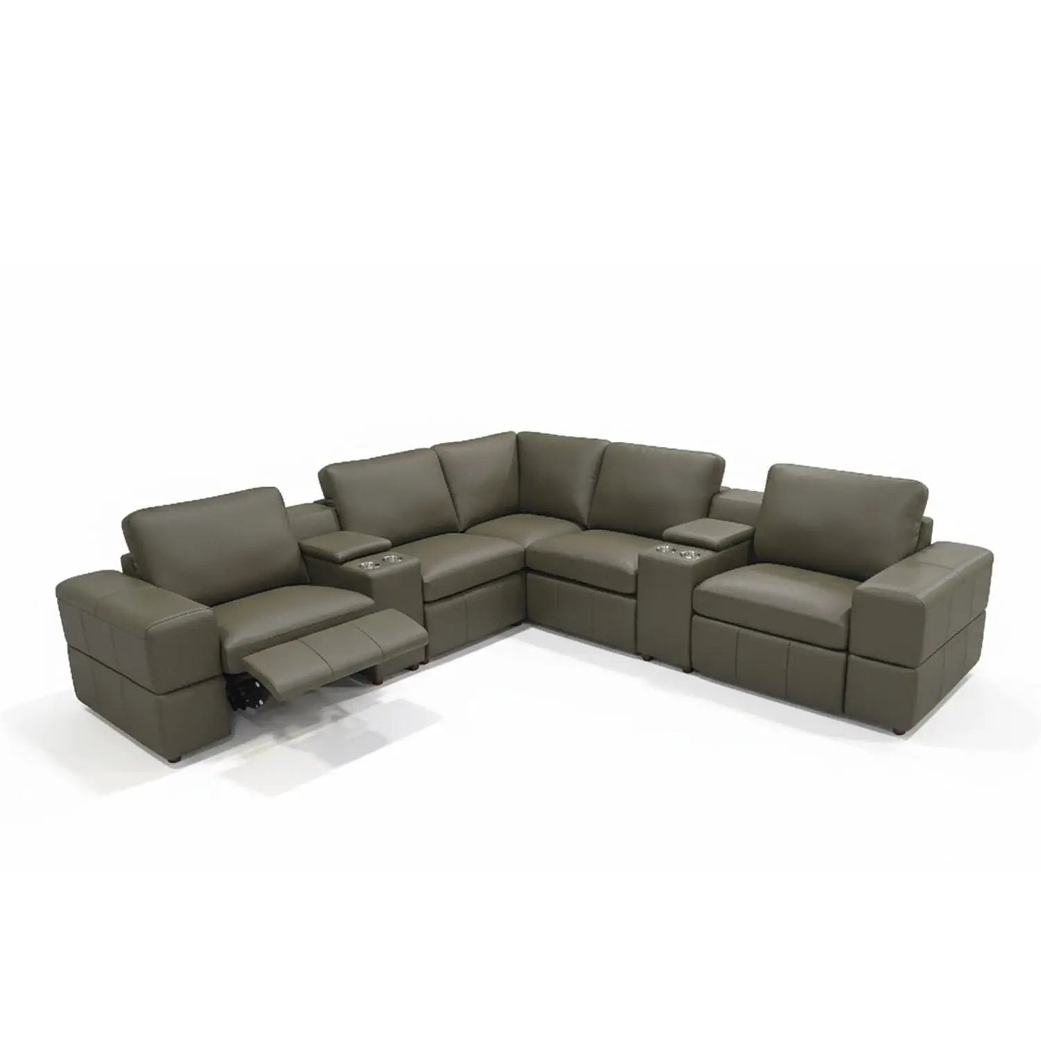 Upholstered Large Arms Sectional With Recliner Seats by Unique Piece Furniture