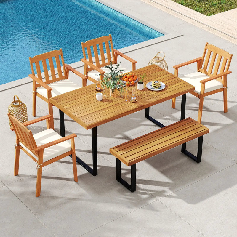 Acacia Wood Outdoor Bench 48 Inch Long Patio Dining Bench by DirectDeals