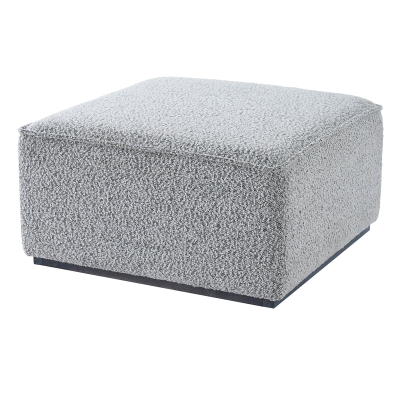 Square Upholstered Ottoman with Black-and-White Fabric by HouseOfZazla