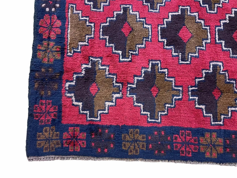 3' X 4' 7" Vintage Handmade Tribal Wool Rug Balouchi Rug Afghan Rug Red Brown by Jewel Rugs
