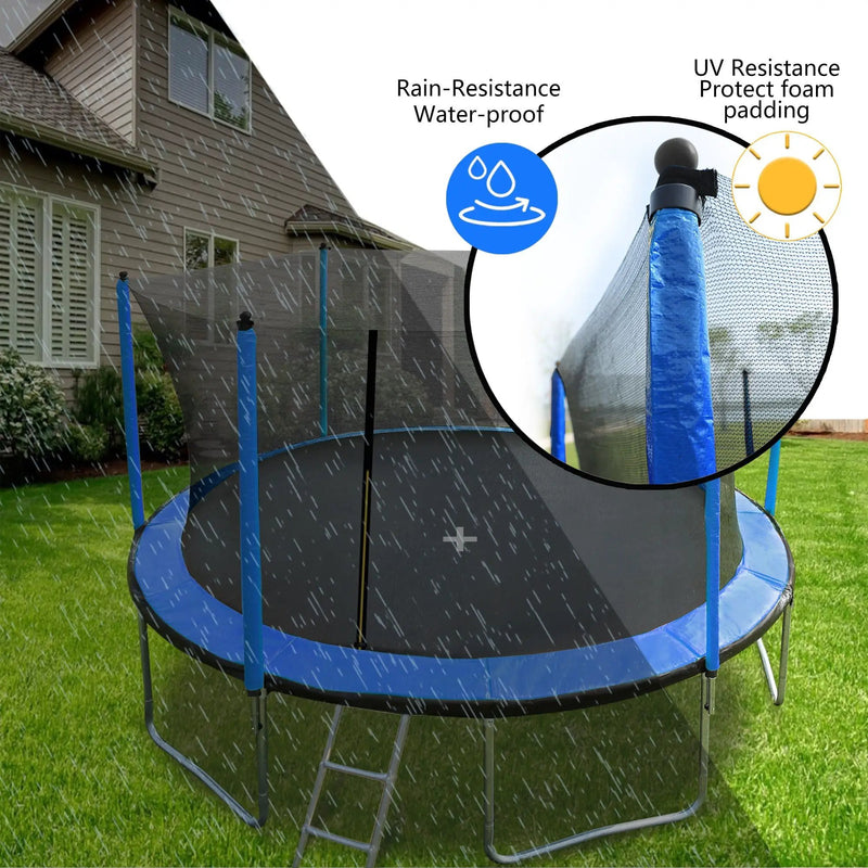 15Ft Trampoline With Basketball Hoop Inflator And Ladder (Inner Safety Enclosure) by HouseOfZazla