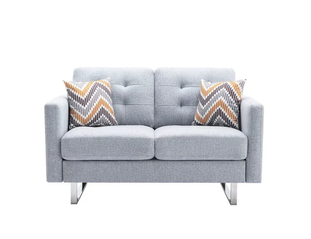 Victoria - Fabric Loveseat With Metal Legs, Side Pockets, And Pillows by HouseOfZazla