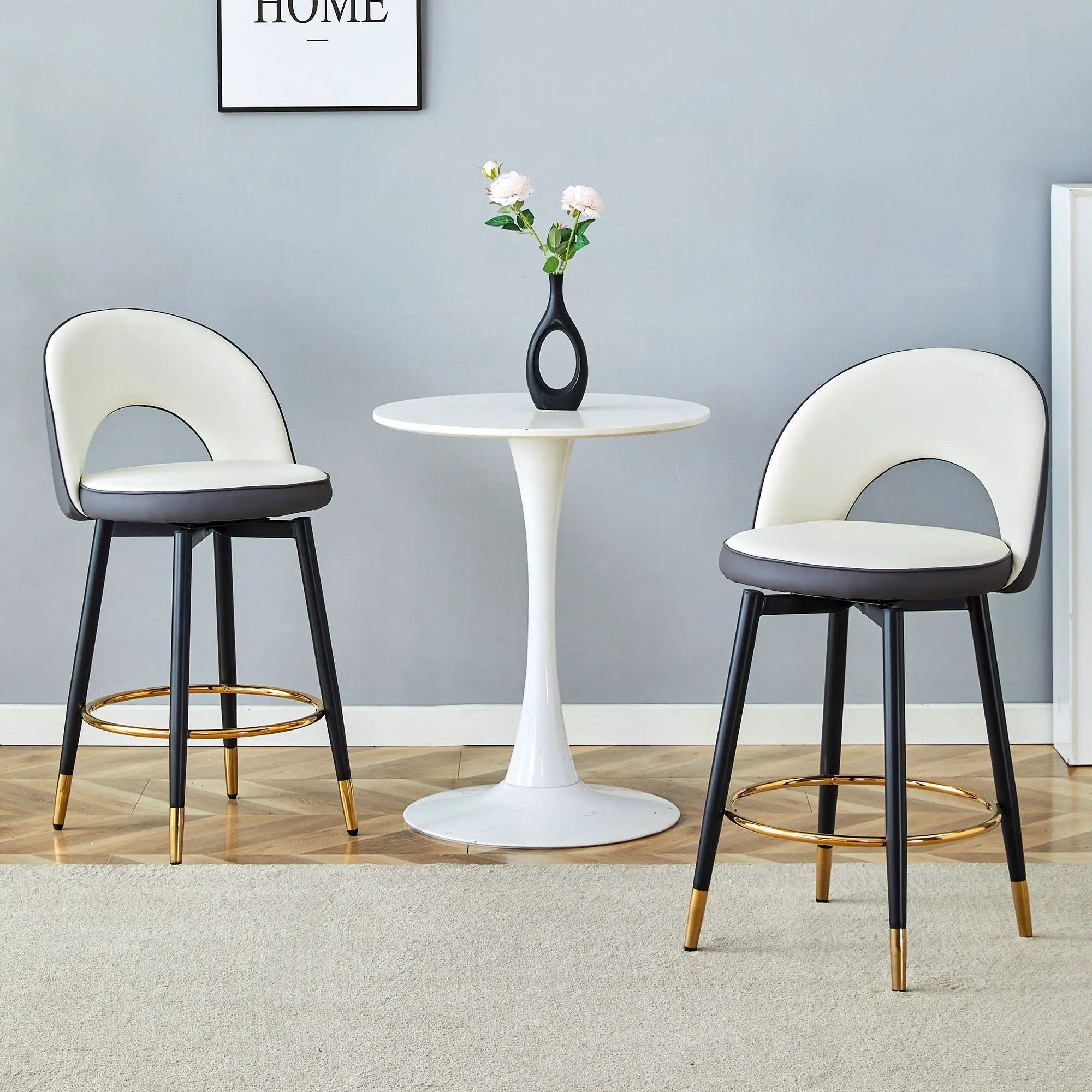 Upholstered Rotatable Bar Chair With Metal Legs For Dining Room by Unique Piece Furniture
