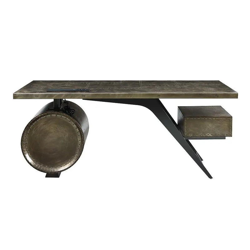 Brancaster - Executive Writing Desk With USB - Bronze Aluminum by Unique Piece Furniture