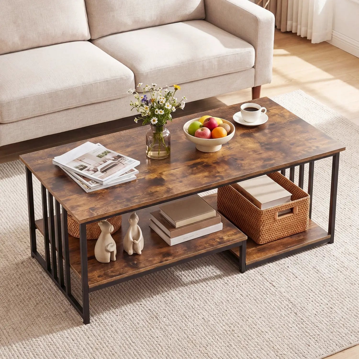 43.5" Coffee Table 2-Tier with Open Storage Shelf by DirectDeals