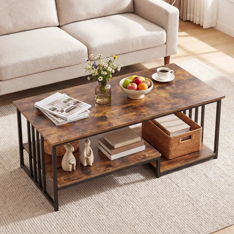 43.5" Coffee Table 2-Tier with Open Storage Shelf by DirectDeals