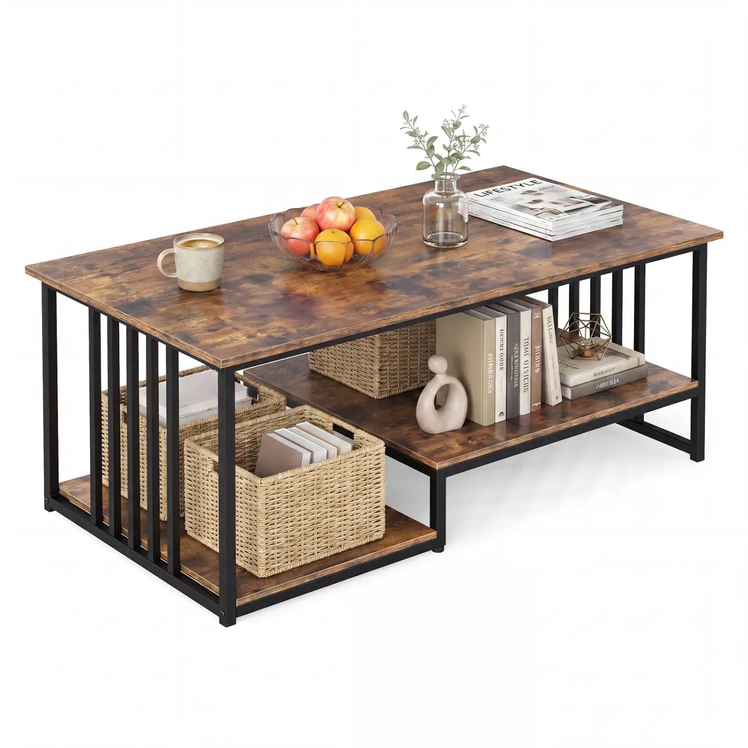 43.5" Coffee Table 2-Tier with Open Storage Shelf by DirectDeals