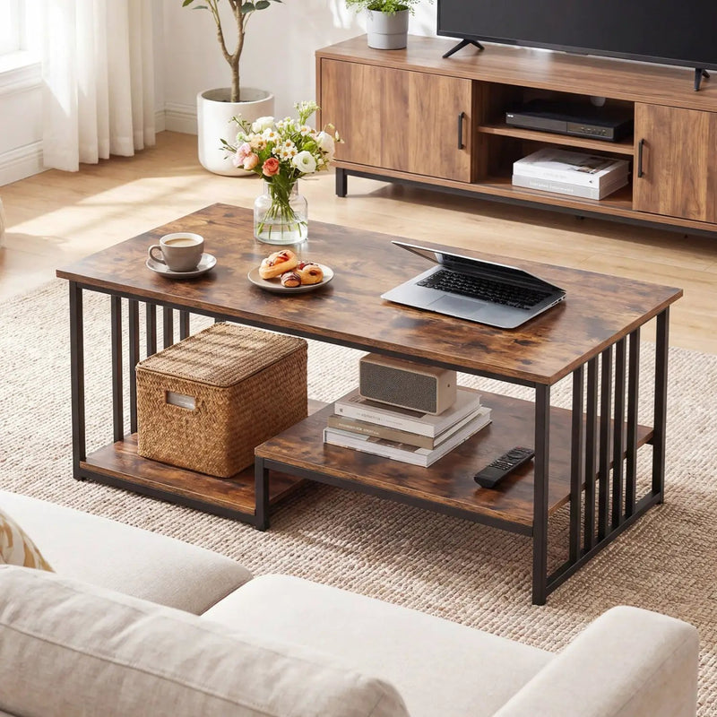 43.5" Coffee Table 2-Tier with Open Storage Shelf by DirectDeals