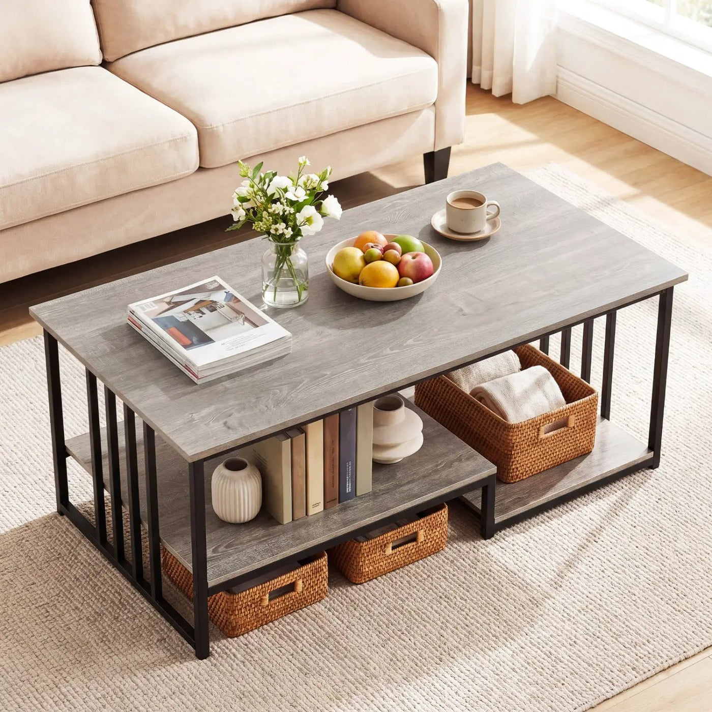 43.5" Coffee Table 2-Tier with Open Storage Shelf by DirectDeals