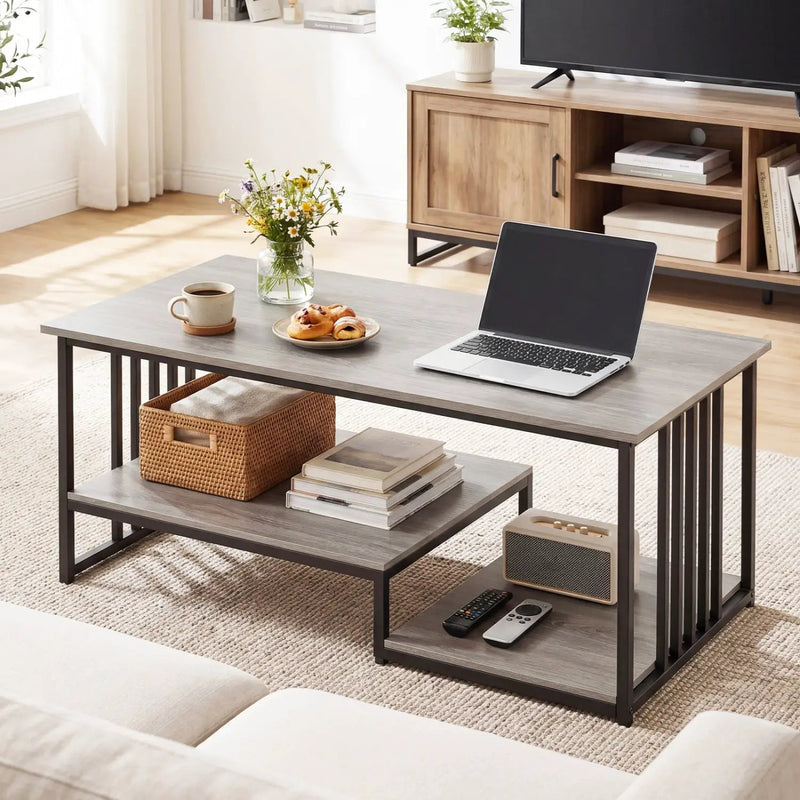 43.5" Coffee Table 2-Tier with Open Storage Shelf by DirectDeals