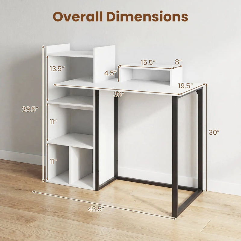 43.5" Computer Desk with Charging Station and Ergonomic Monitor Stand-White by DirectDeals