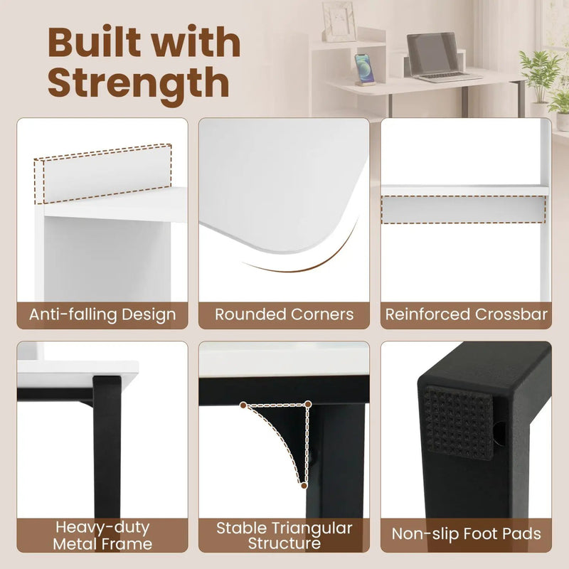 43.5" Computer Desk with Charging Station and Ergonomic Monitor Stand-White by DirectDeals