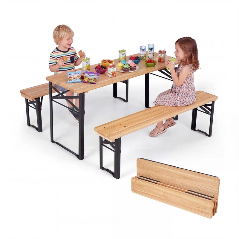 43.5 Inch Folding Kids Picnic Table & Bench Set No Assembly Wooden Toddler Table by DirectDeals